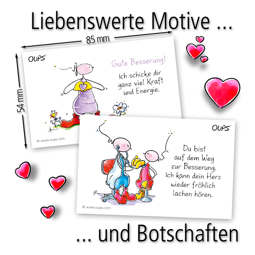 Kärtchenbox - Gute Besserung & 24 Spruchkarten OUPS Kärtchenbox - Gute Besserung & 24 Spruchkarten OUPS