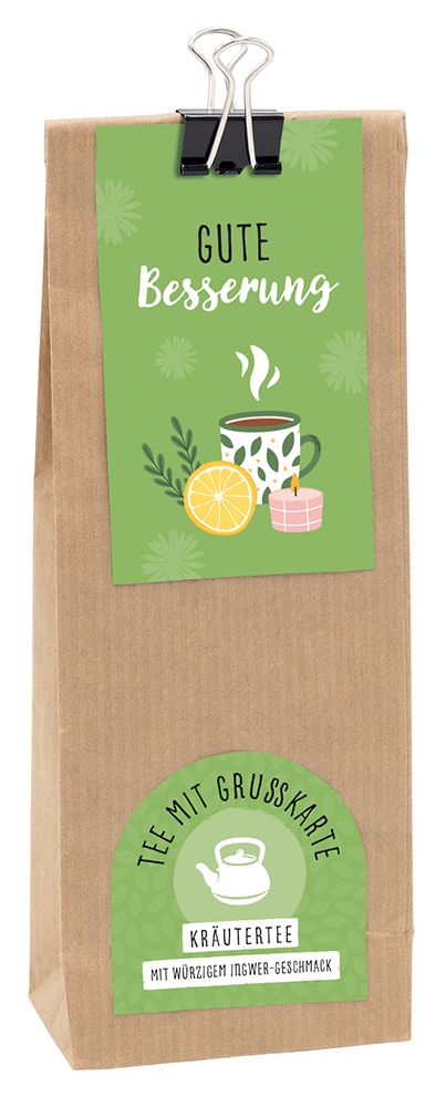 Tee mit Grußkarte - Gute Besserung Tee mit Grußkarte - Gute Besserung