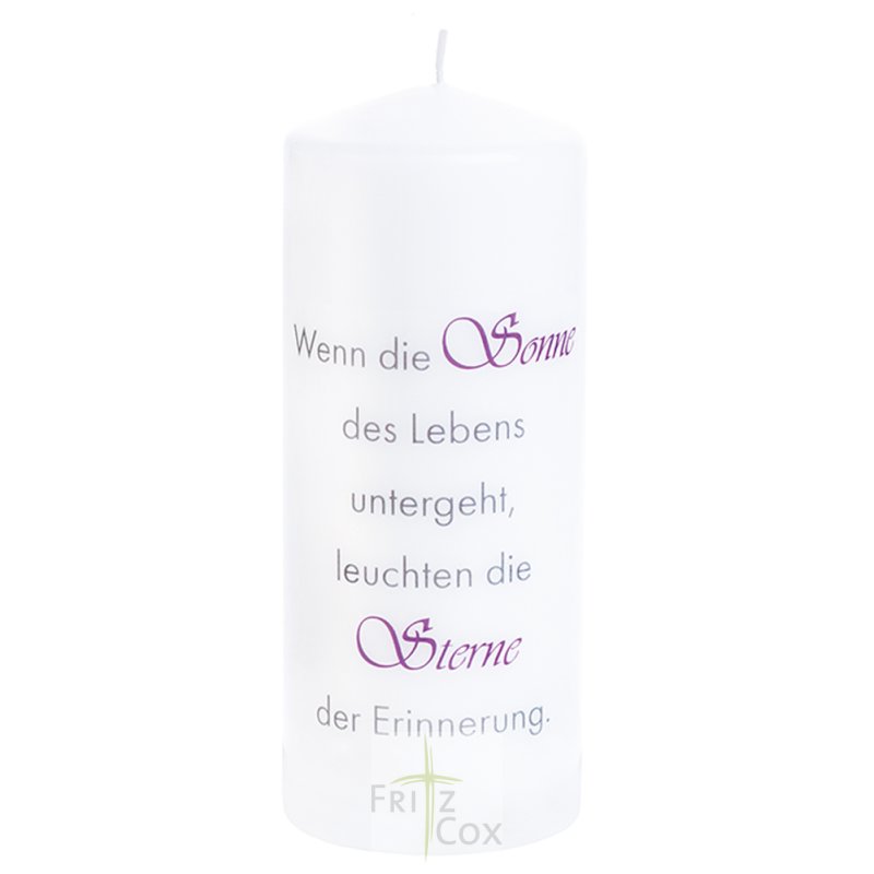 Trauerkerze - Wenn die Sonne des Lebens... Trauerkerze - Wenn die Sonne des Lebens...