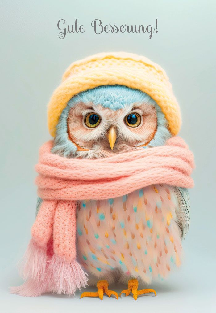 Karte zur Genesung - Gute Besserung & Eule Karte zur Genesung - Gute Besserung & Eule