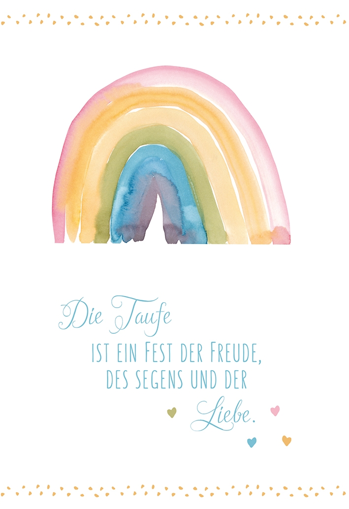 Karte zur Taufe - Ein Fest der Freude & Regenbogen Karte zur Taufe - Ein Fest der Freude & Regenbogen