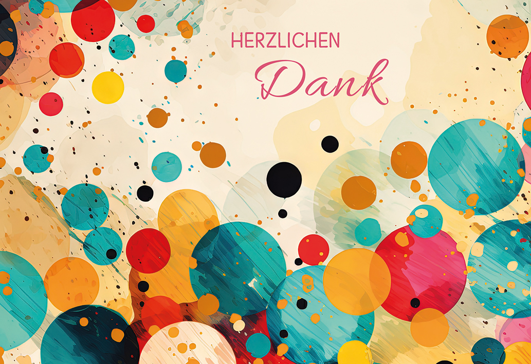 Dankeskarte - Herzlichen Dank & Kreise Dankeskarte - Herzlichen Dank & Kreise