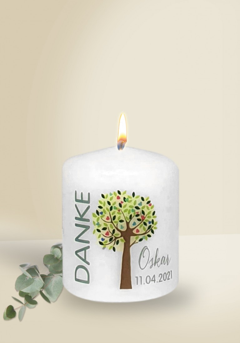 Mini-Kommunionkerze - Lebensbaum & Dank Mini-Kommunionkerze - Lebensbaum & Dank