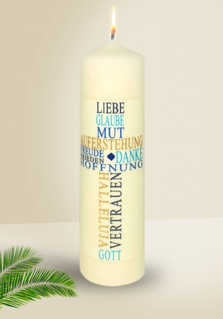 Neutrale Kerze - Liebe-Glaube-Mut Neutrale Kerze - Liebe-Glaube-Mut