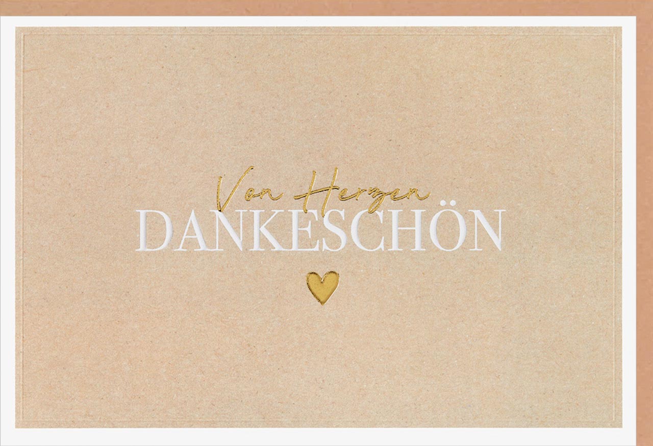 Neutrale Karte - Von Herzen Dankeschön Neutrale Karte - Von Herzen Dankeschön