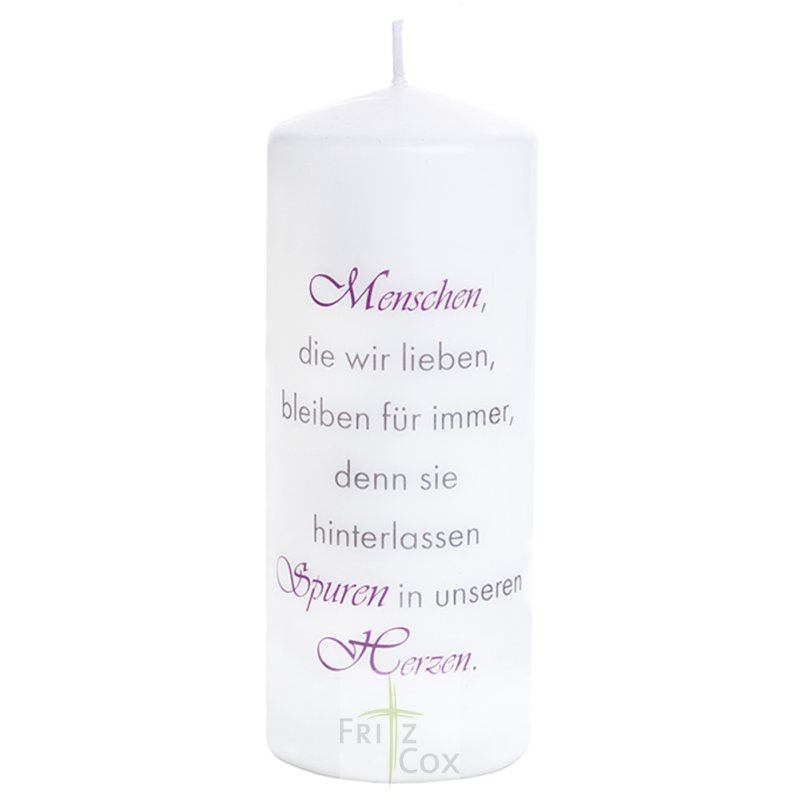 Trauerkerze - Spuren in unseren Herzen Trauerkerze - Spuren in unseren Herzen