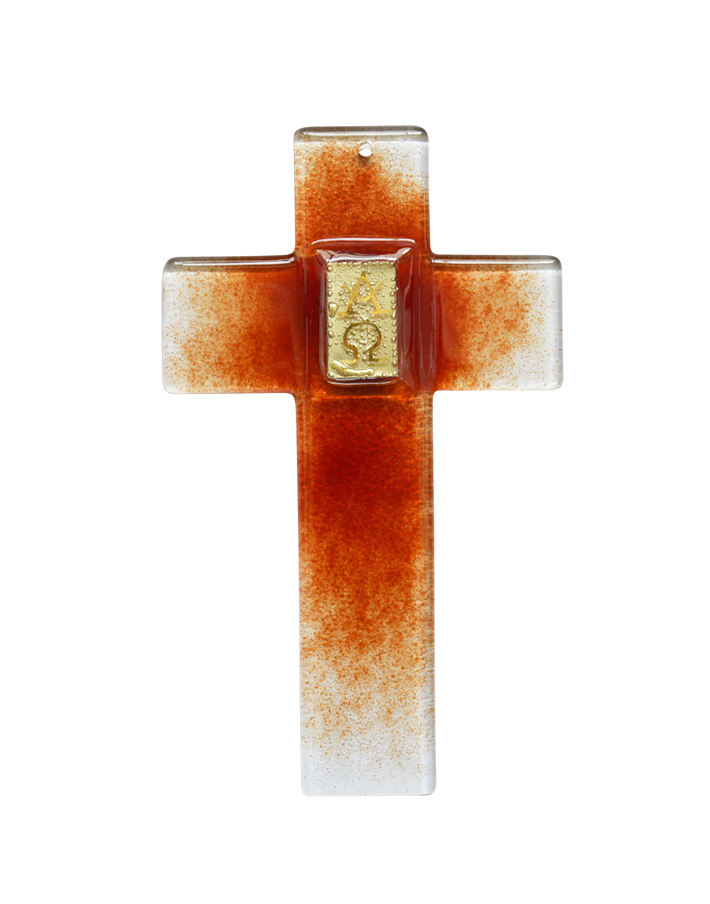 Glaskreuz - Alpha/Omega-Symbol & Orange Glaskreuz - Alpha/Omega-Symbol & Orange