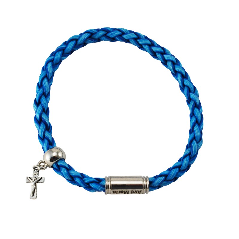 Armband Kreuz & Blaues Flechtband