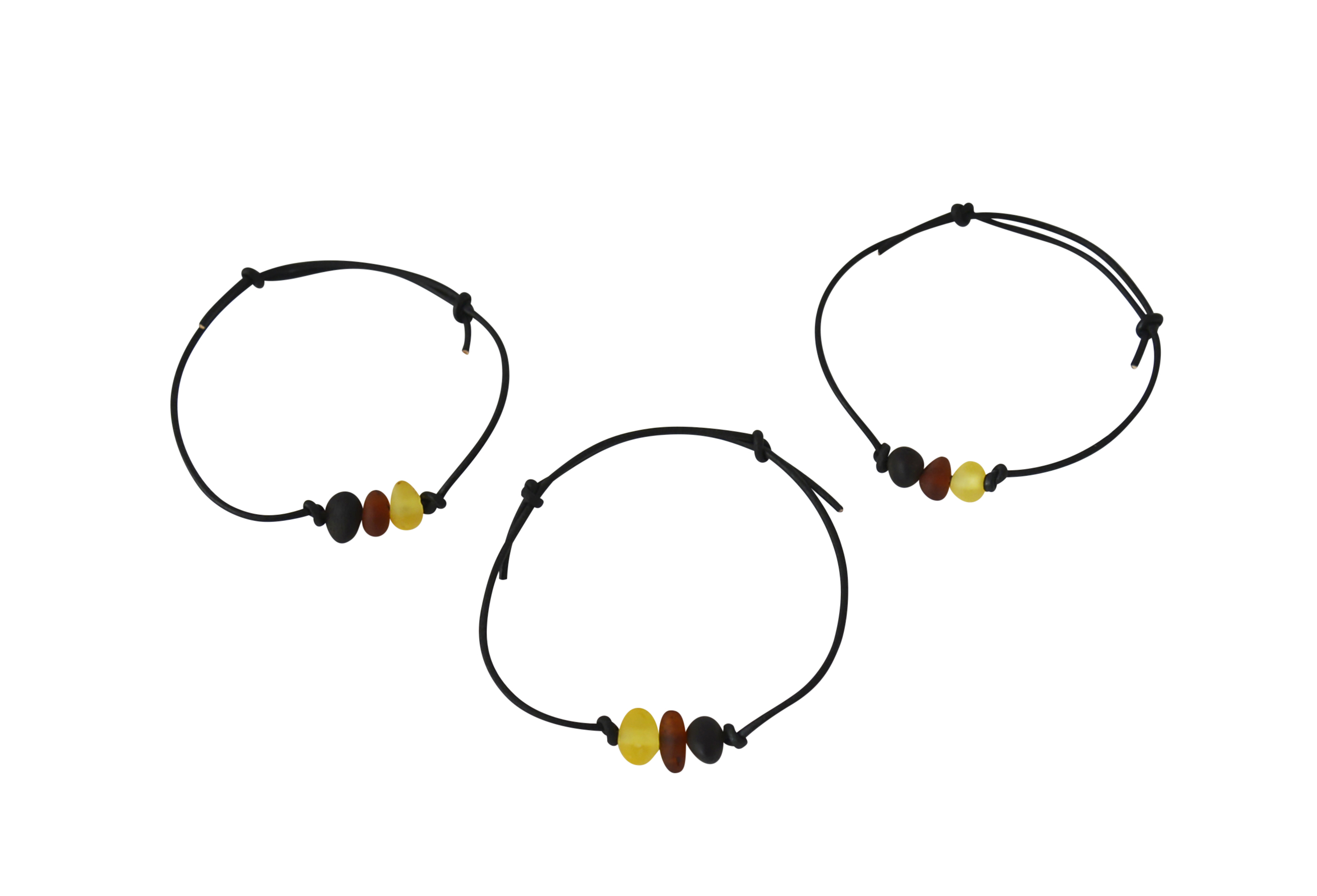 Leder-Armband - Bernstein & Verstellbar