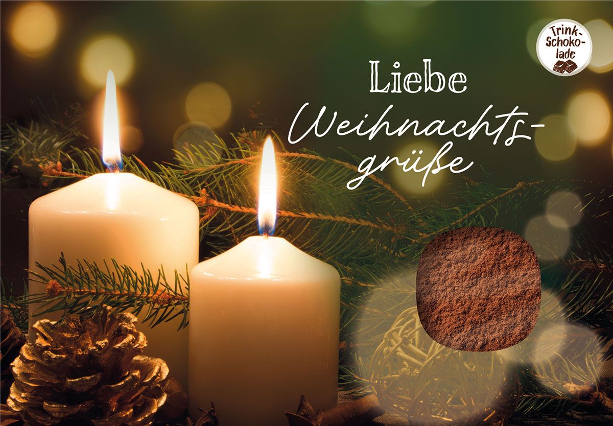 Schokokarte zu Weihnachten - Liebe Weihnachtsgrüße
