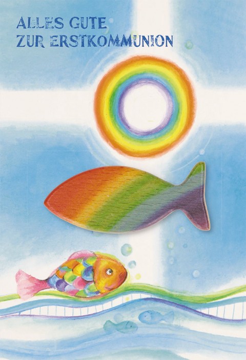 Karte zur Kommunion - Regenbogenfisch-Handschmeichler