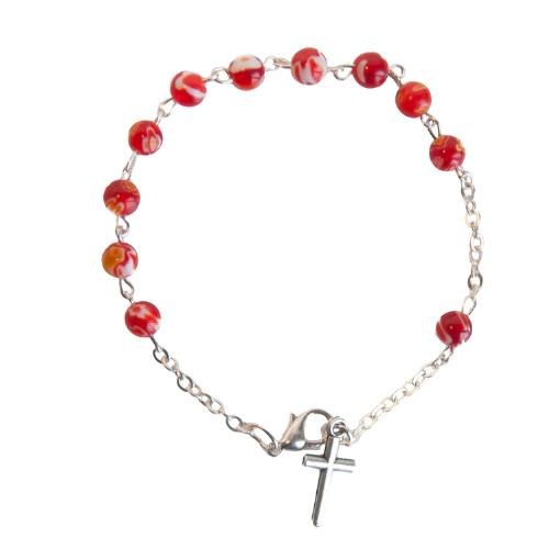 Rosenkranz-Armband - Muranoglas und Kreuz Rosenkranz-Armband - Muranoglas und Kreuz