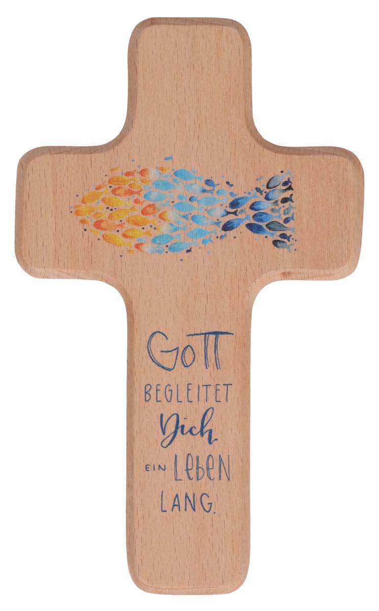 Kinderholzkreuz - Gott begleitet dich ein Leben lang