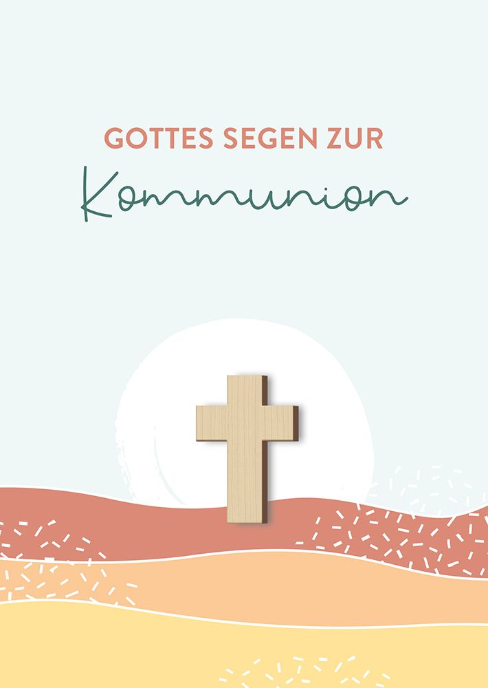 Karte zur Kommunion– Gottes Segen & Kreuz