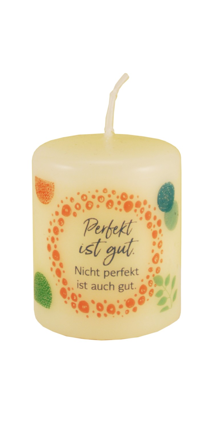 Mini-Spruchkerze - Perfekt ist gut...