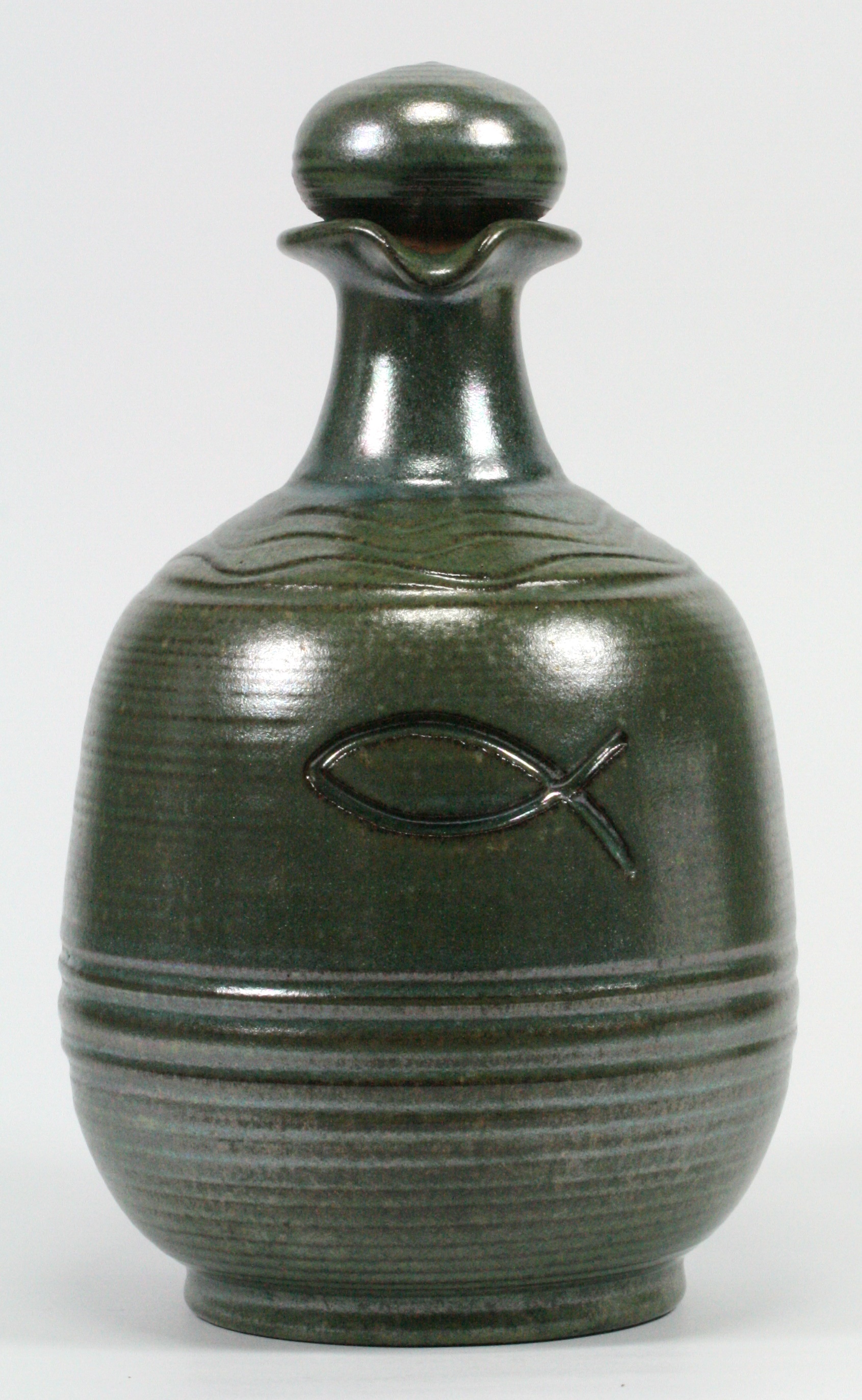 Keramikkrug - Grün & Fisch