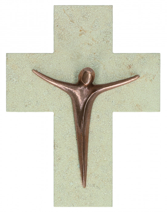 Natursteinkreuz - Moderner Bronzekorpus