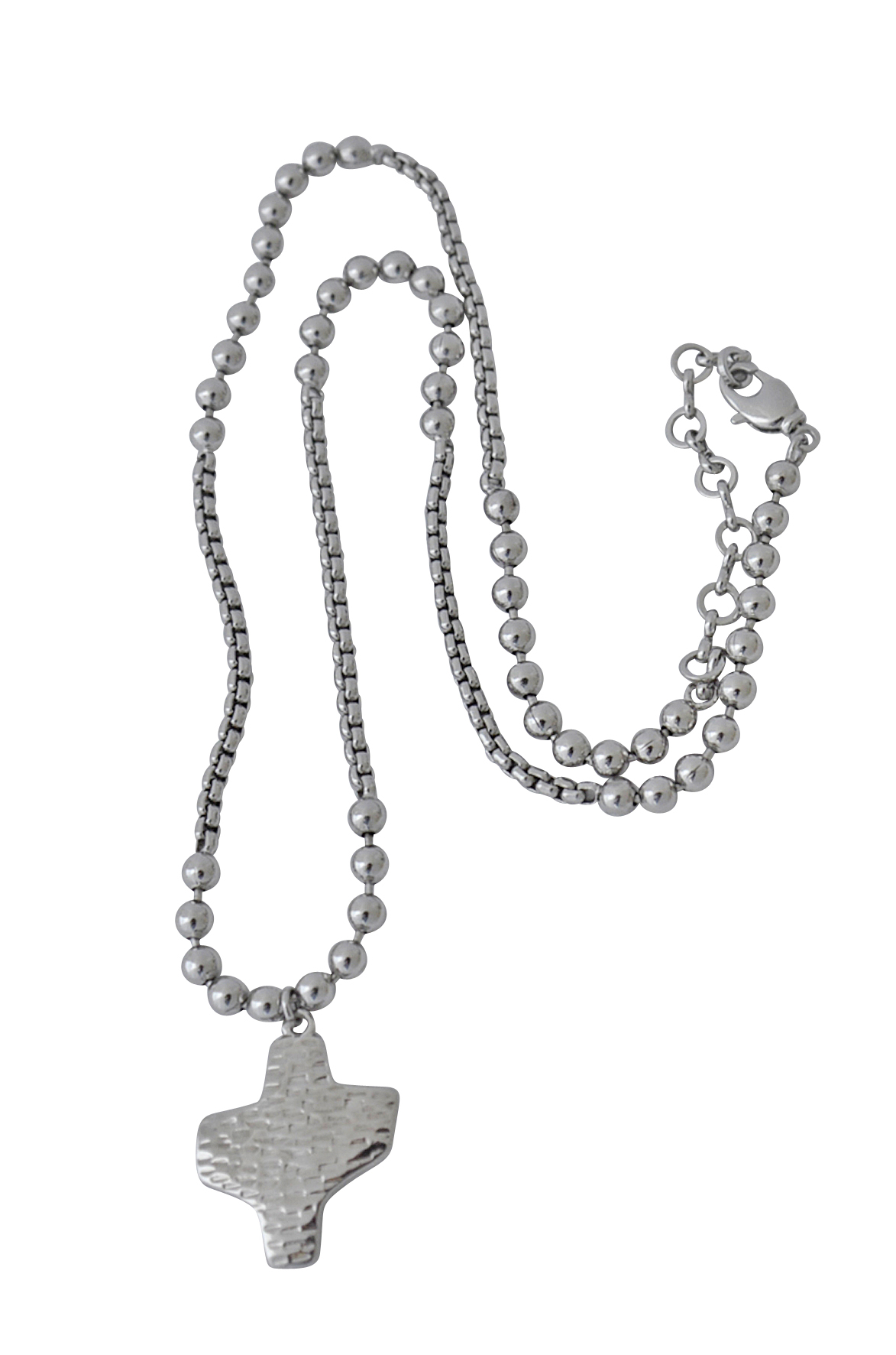 Rosenkranz-Kette - Silberfarbene Perle & Kreuz