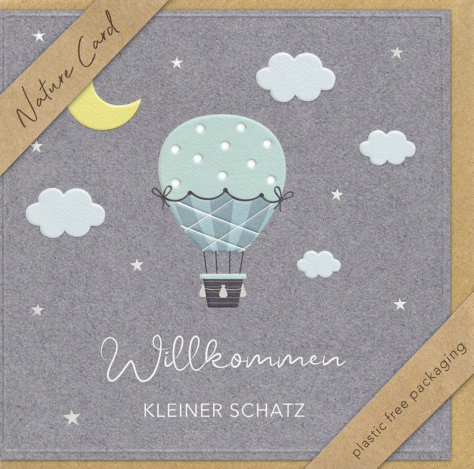 Karte zur Geburt - Willkommen kleiner Schatz & Kork Karte zur Geburt - Willkommen kleiner Schatz & Kork