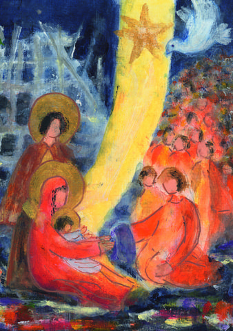 Karte zu Weihnachten - Das Kind des Lichts bringt Hoffnung u. Frieden