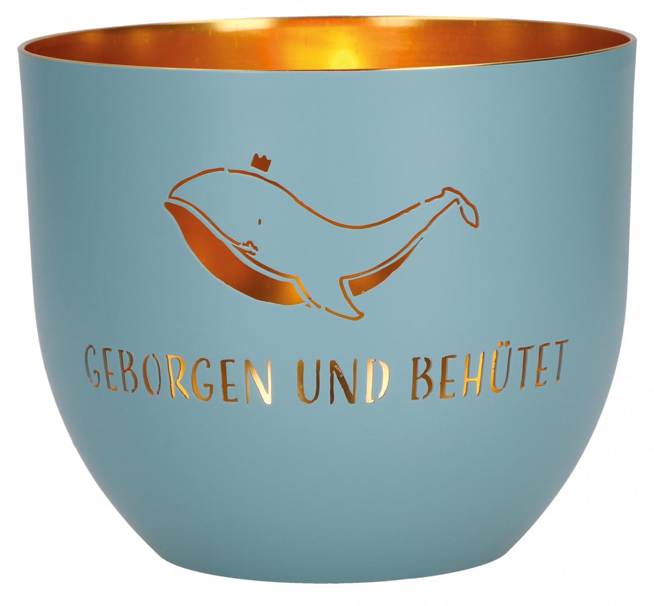 Metallwindlicht - Geborgen und behütet & Blau Metallwindlicht - Geborgen und behütet & Blau