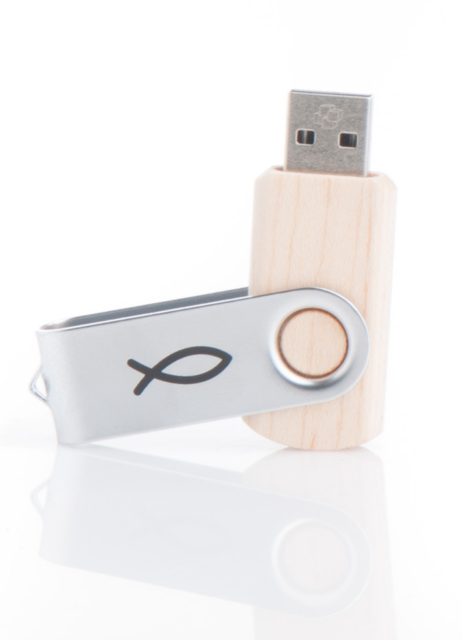 USB-Stick - Fisch-Symbol & Holz