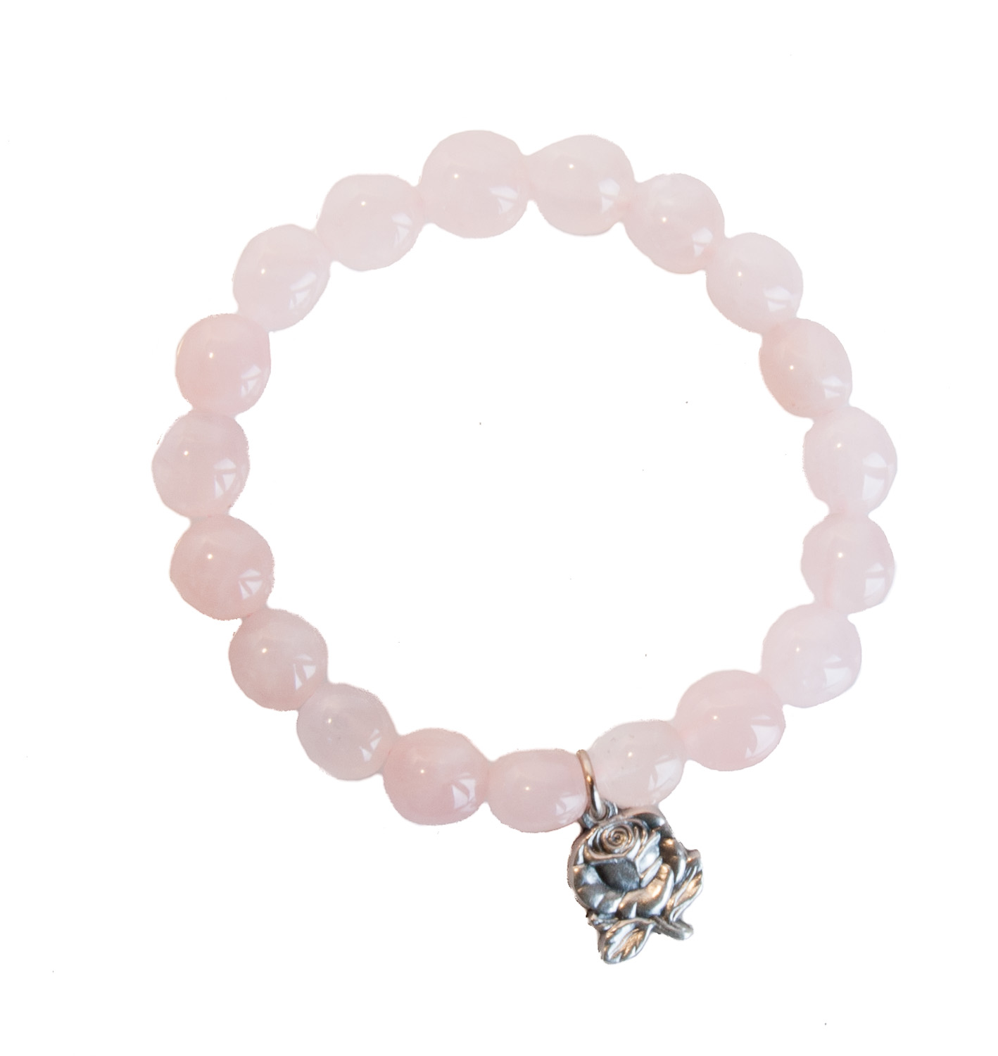 Rosenkranz-Armband - Rosenquarz mit Rosenanhänger Rosenkranz-Armband - Rosenquarz mit Rosenanhänger