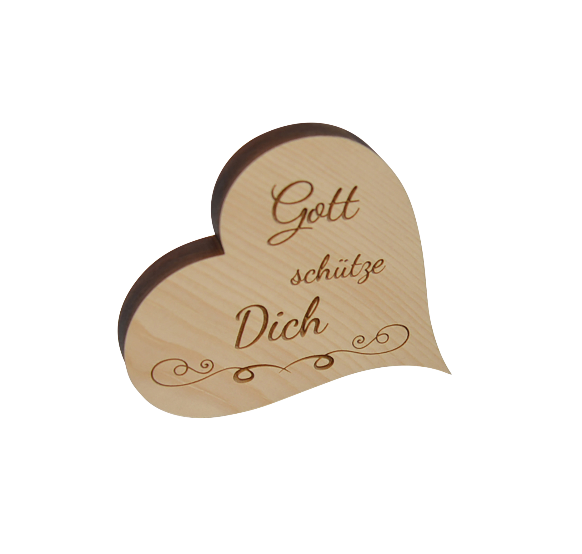 Kleines Herz - Gott schütze dich & Zirbenholz