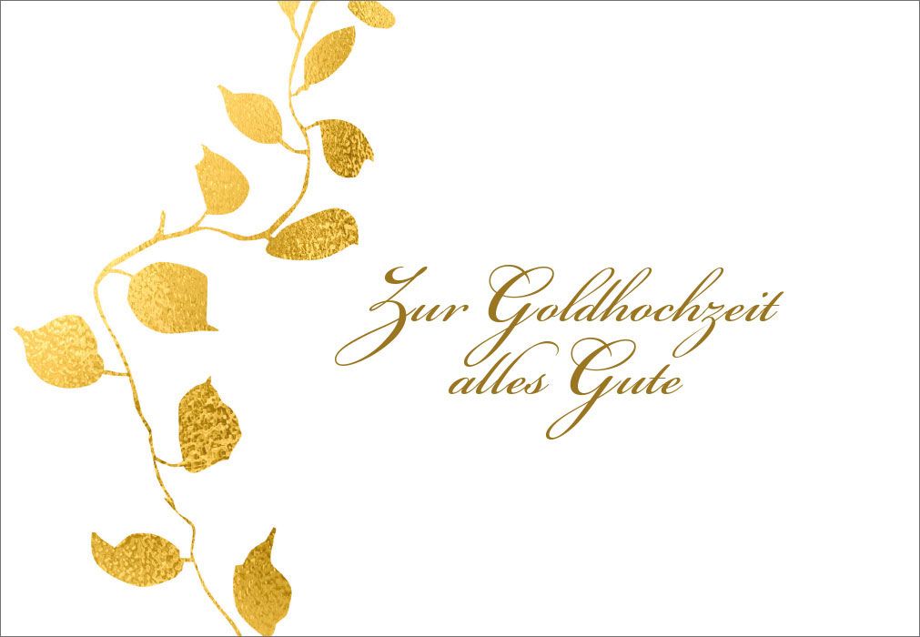 Karte zur Goldhochzeit - Goldblätter & Ranke