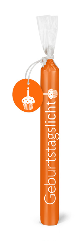 Wünschelicht-Kerze - Geburtstagslicht & Orange