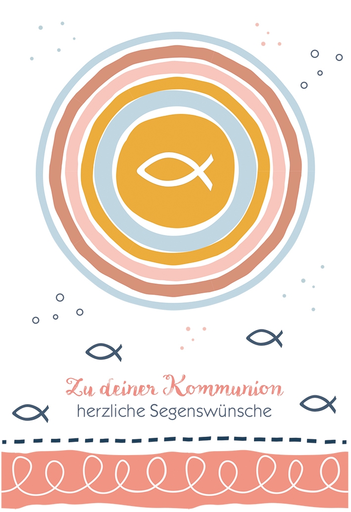 Karte zur Kommunion - Kreis & Fisch