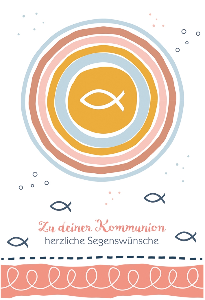 Karte zur Kommunion - Kreis & Fisch Karte zur Kommunion - Kreis & Fisch