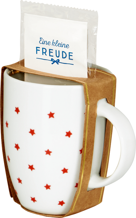 Geschenkset Tasse & Tee - "Rote Sterne"