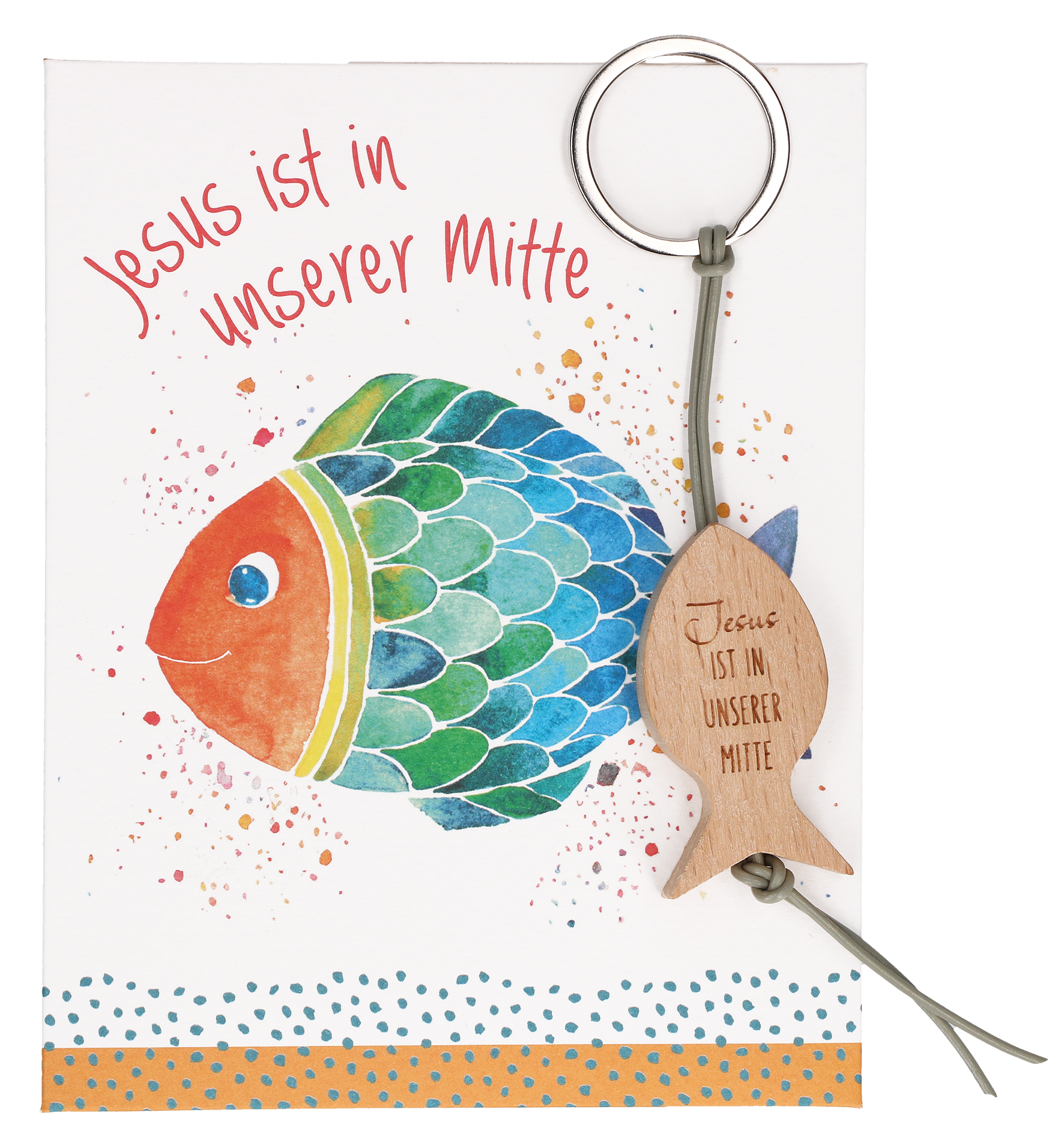Holz-Schlüsselanhänger - Jesus ist in unserer Mitte