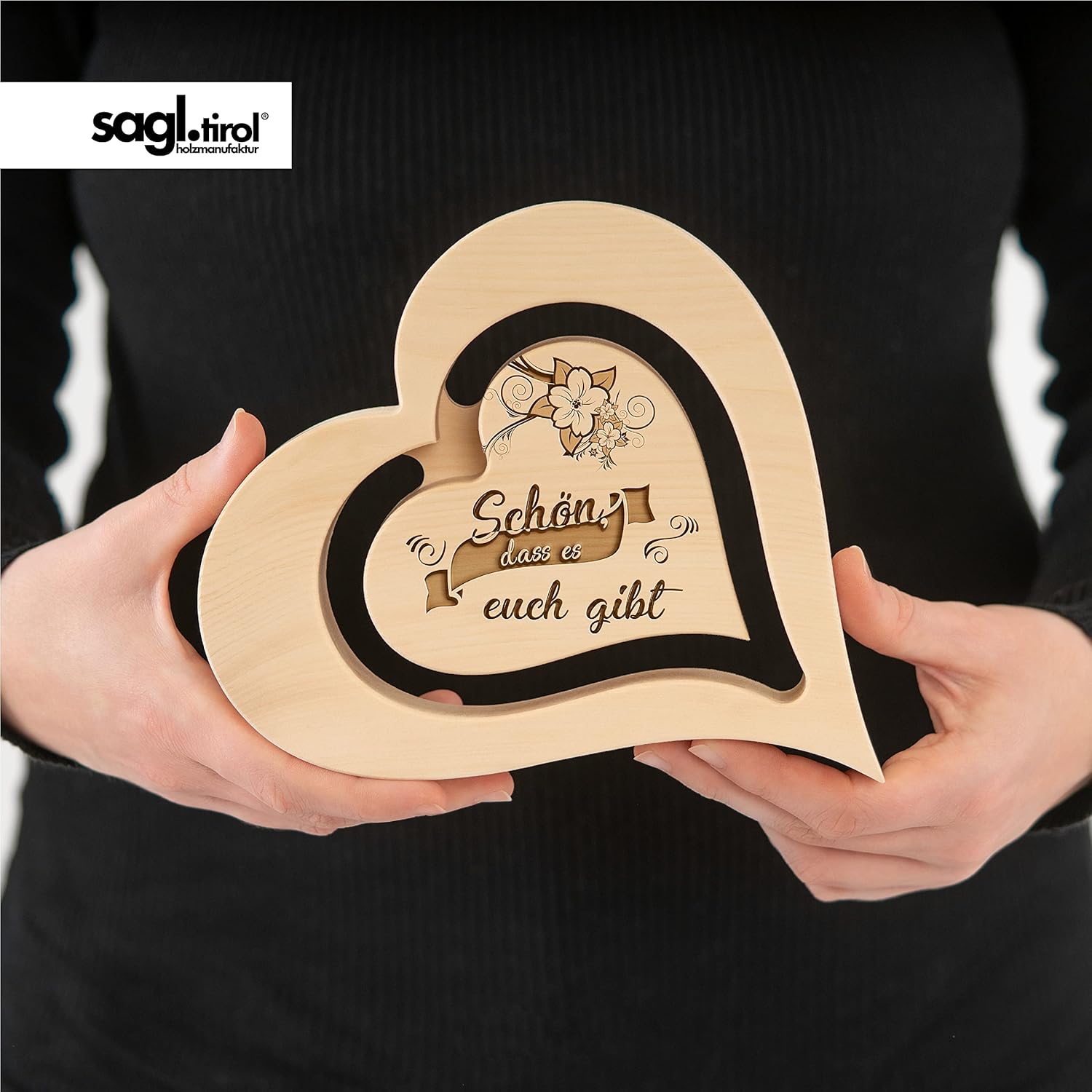 Zirben-Holz-Herz - Schön dass ... & Schwebend Zirben-Holz-Herz - Schön dass ... & Schwebend