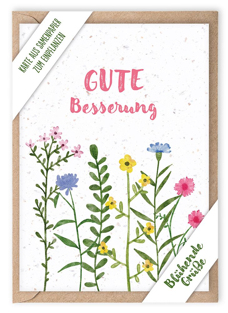 Genesungskarte - Gute Besserung & Samenpapier