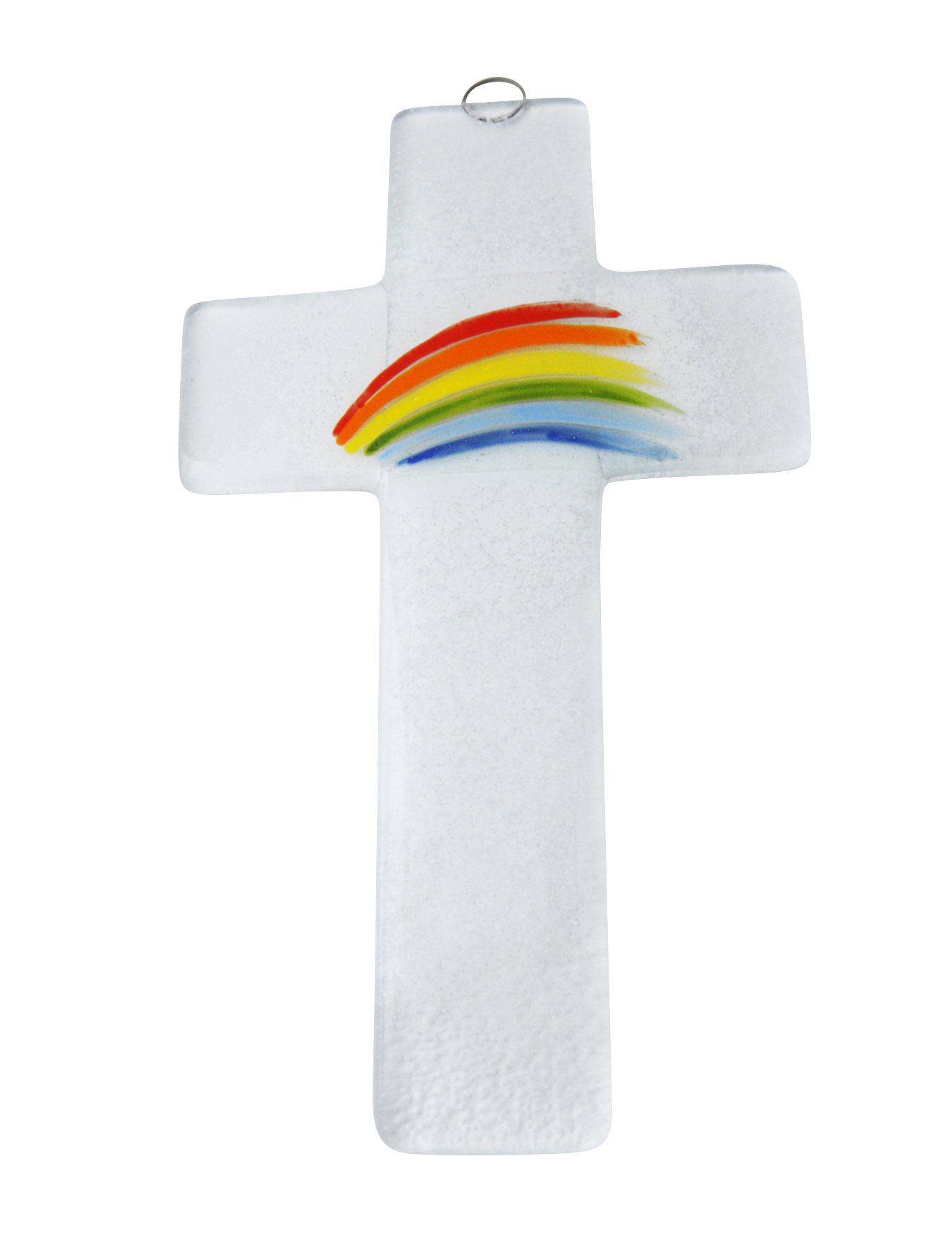 Glaskreuz – Regenbogen & Weiß
