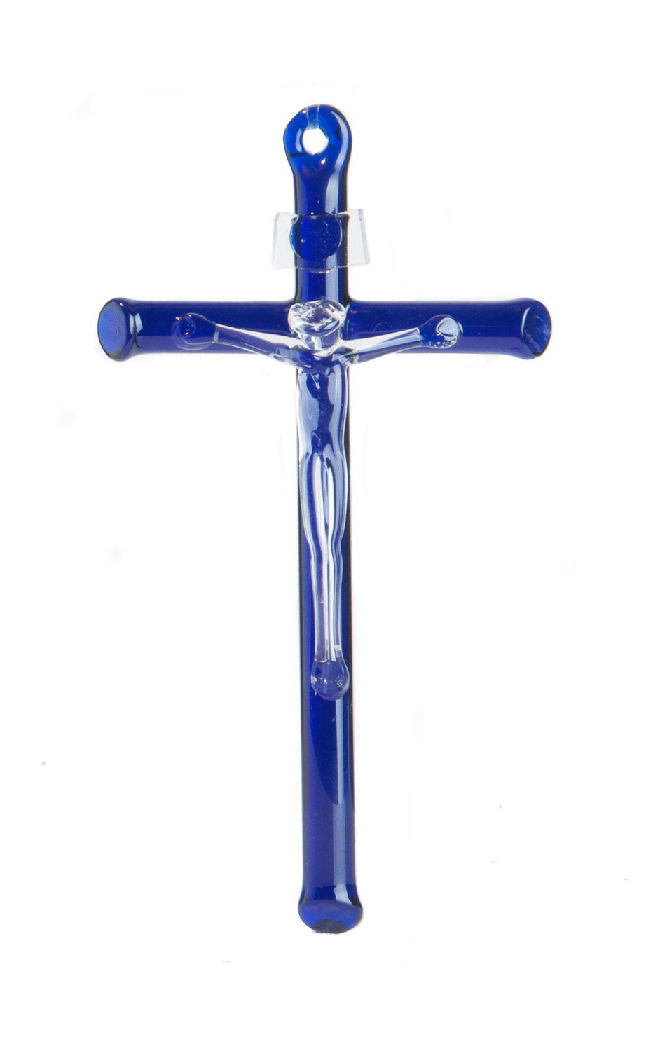 Glaskreuz - Blauer Balken mit mundgeblasenem Korpus