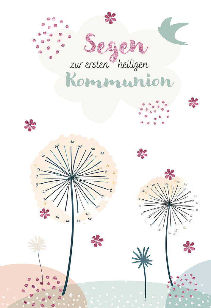 Karte zur Kommunion - Segen & Pusteblume