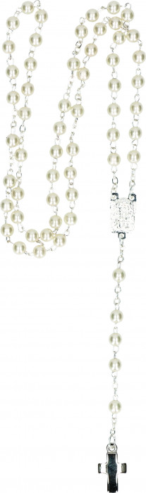 Rosenkranz - Weiße Perle & Kleines Kreuz