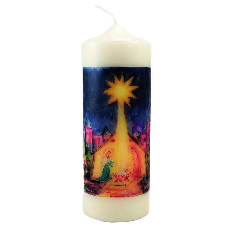 Weihnachtskerze - Krippe im Stall