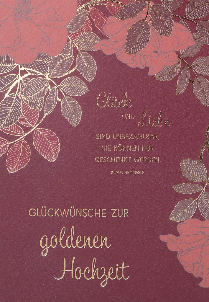 Karte zur goldenen Hochzeit - Glück & Liebe