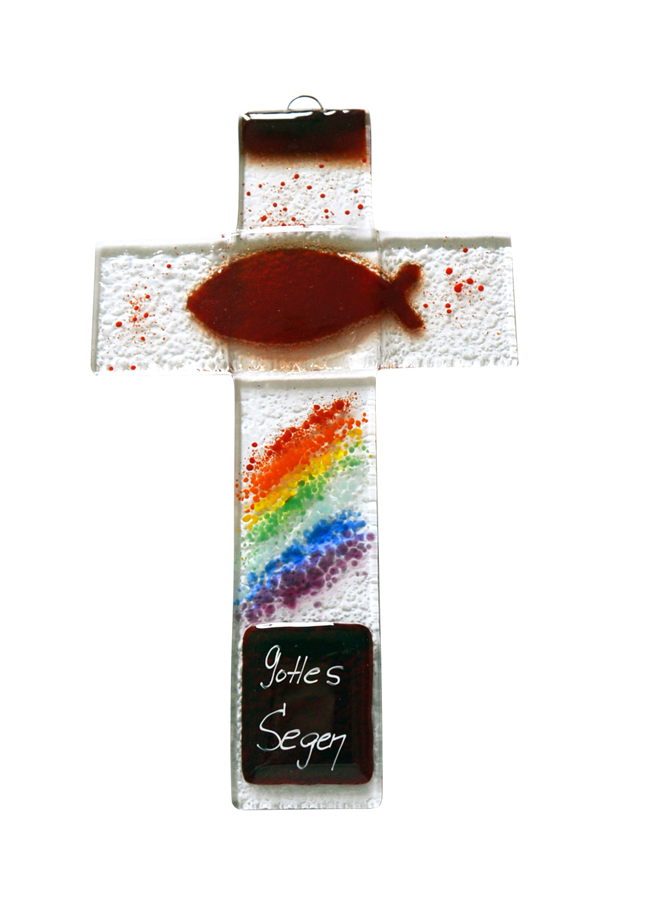 Glas-Kreuz - Fisch & Regenbogen 
