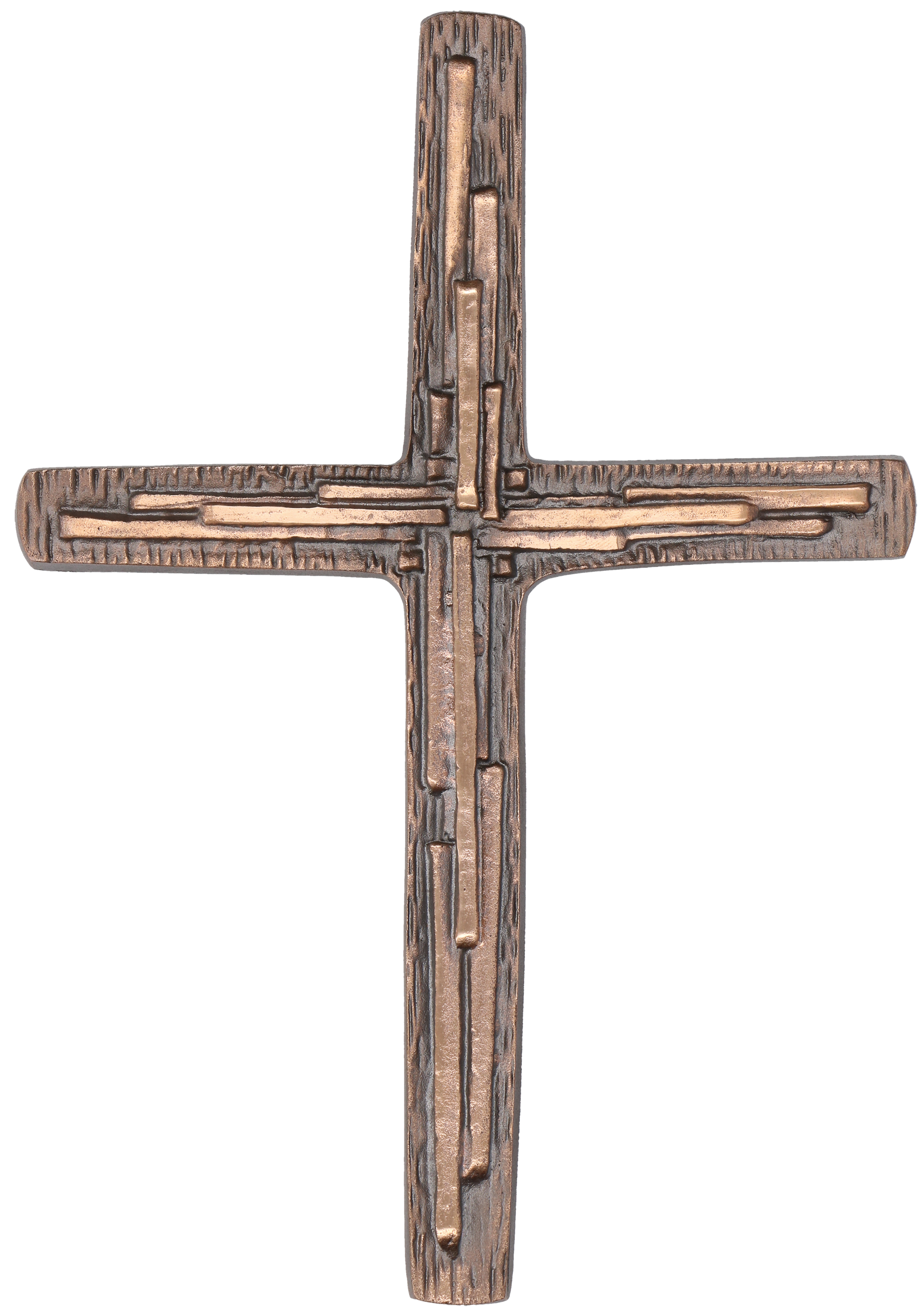 Schmuckkreuz aus Bronze - Schlicht & Streifen