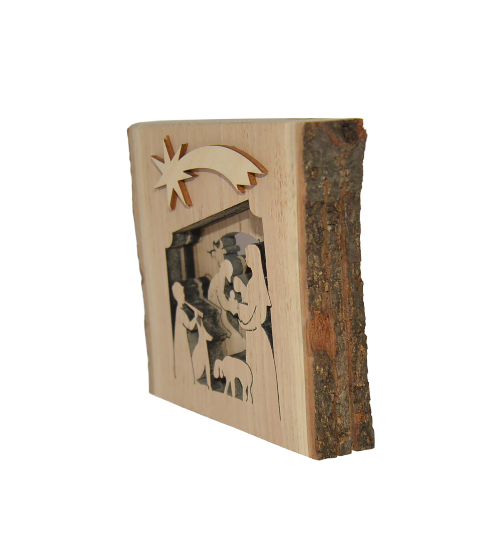 Blockkrippe – Hl. Familie & Buche