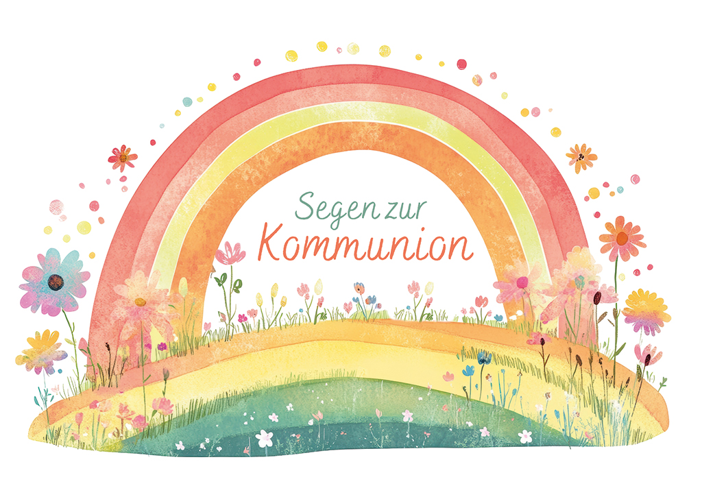 Karte zur Kommunion  - Segen & Blumenwiese