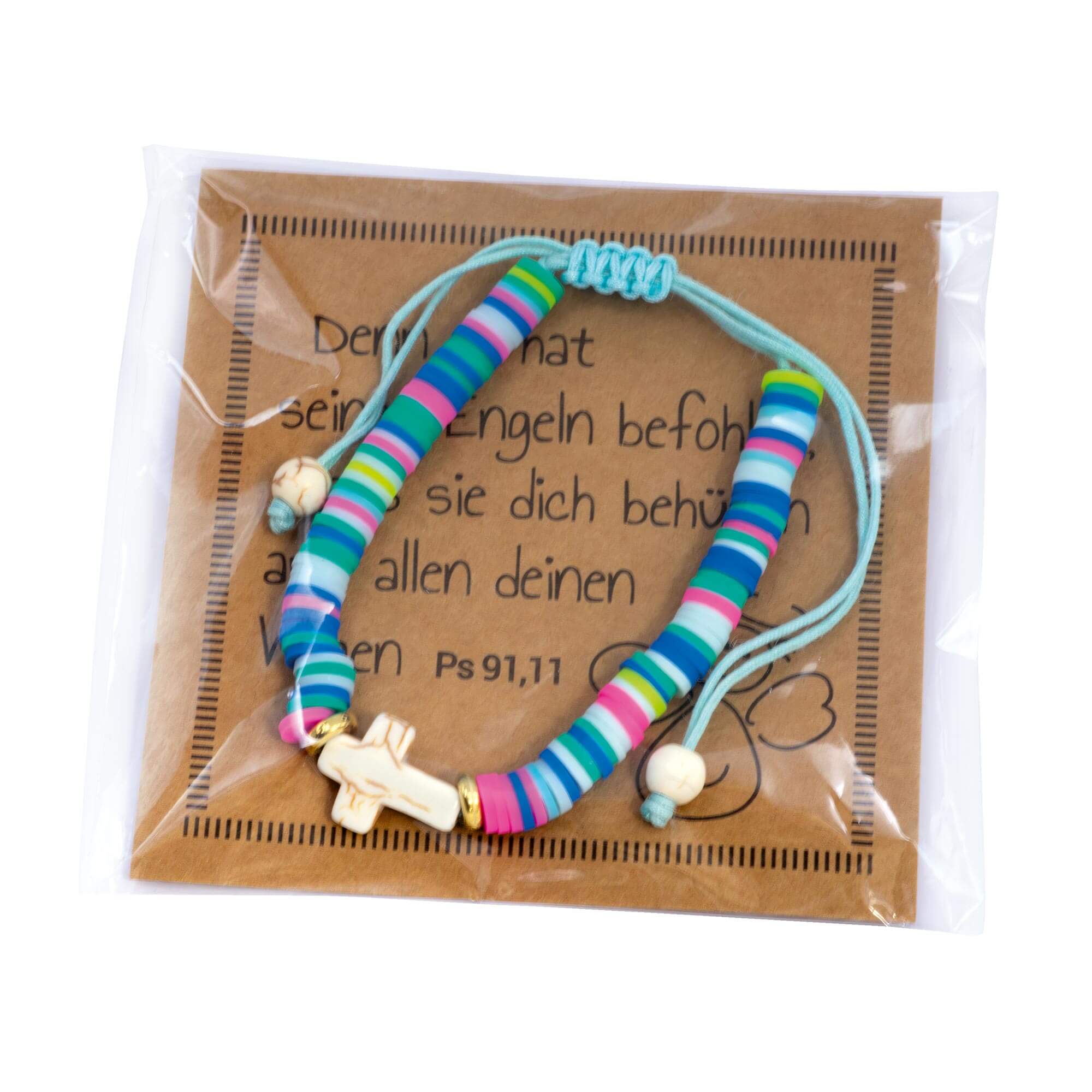 Armband – Kreuz & Bunte Perlen