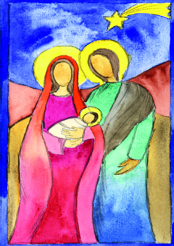 Karte zu Weihnachten – Heilige Familie