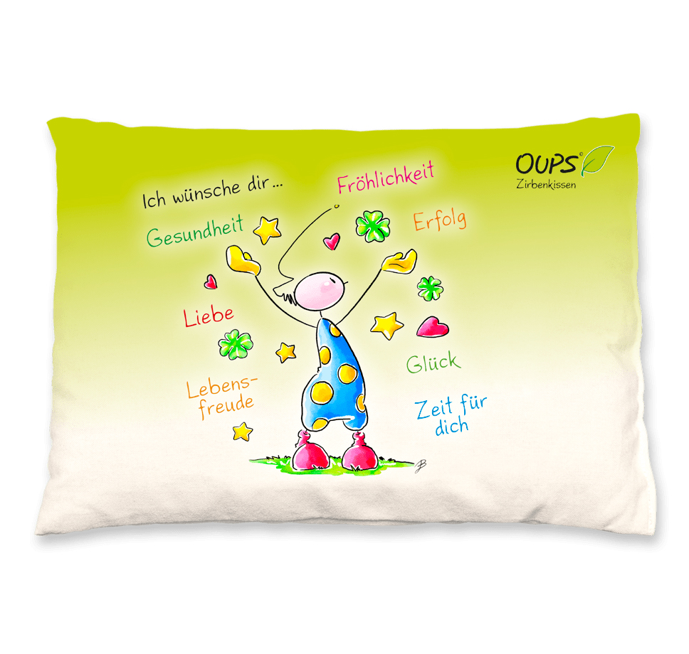 Zirben-Kissen - Ich wünsche dir & OUPS Zirben-Kissen - Ich wünsche dir & OUPS