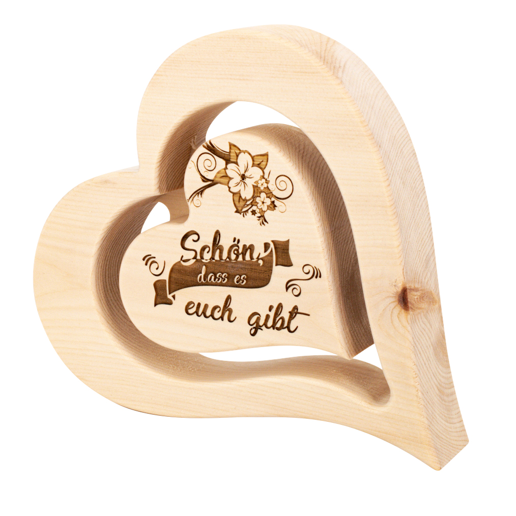 Zirben-Holz-Herz - Schön dass ... & Schwebend Zirben-Holz-Herz - Schön dass ... & Schwebend